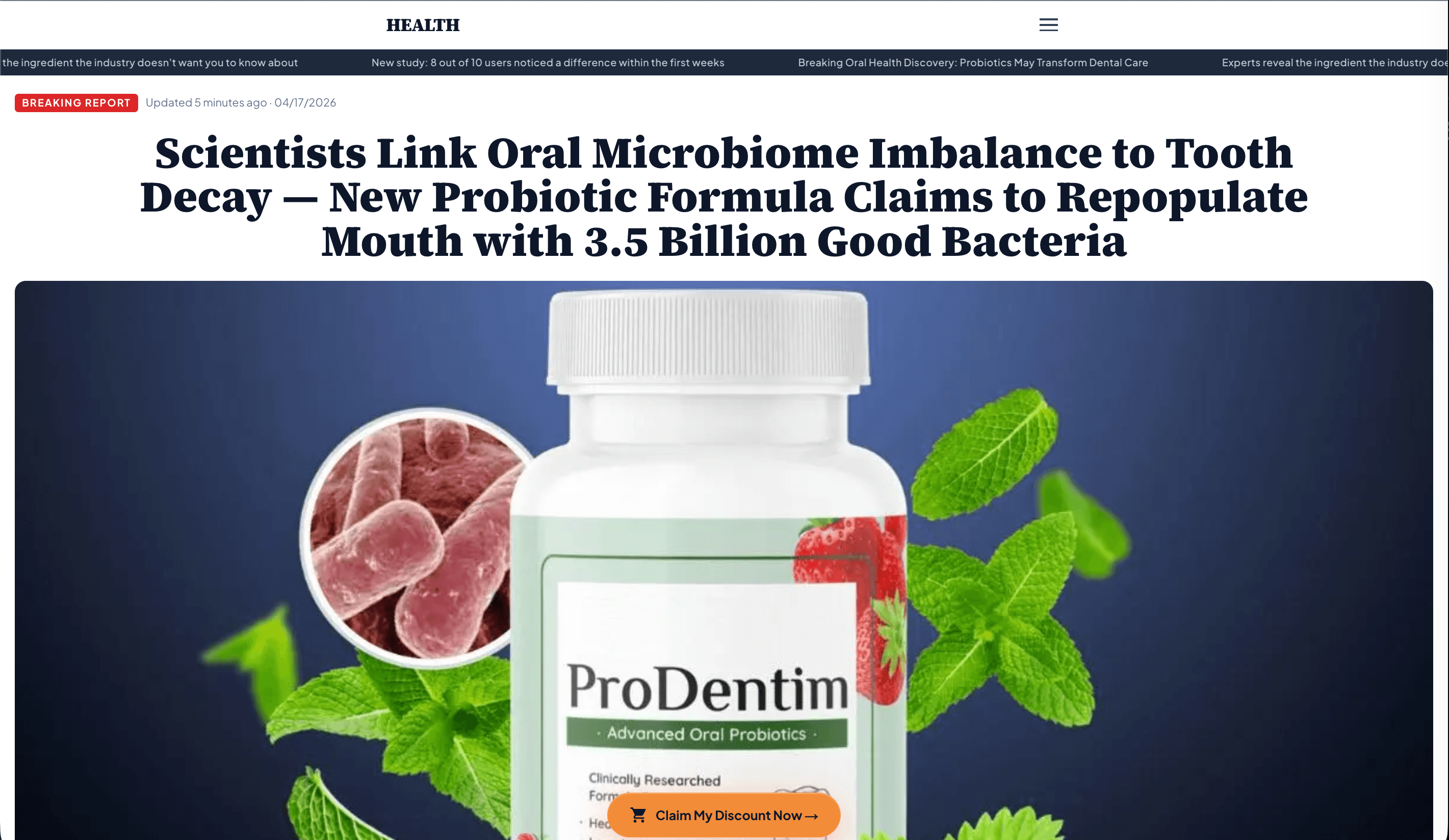 Landing page editorial format